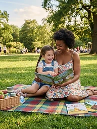 A parent reading with a child