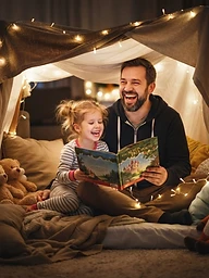 A parent reading with a child