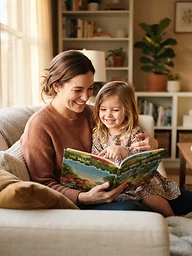 A parent reading with a child