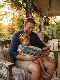 A parent reading with a child