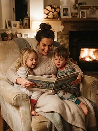 A parent reading with a child