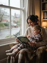 A parent reading with a child