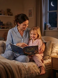 A parent reading with a child
