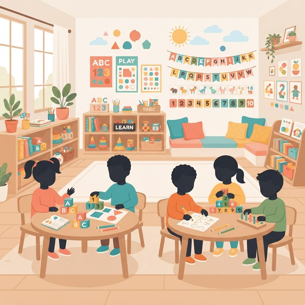 Illustration representing the Pre-School Room at Sara's Day Nursery