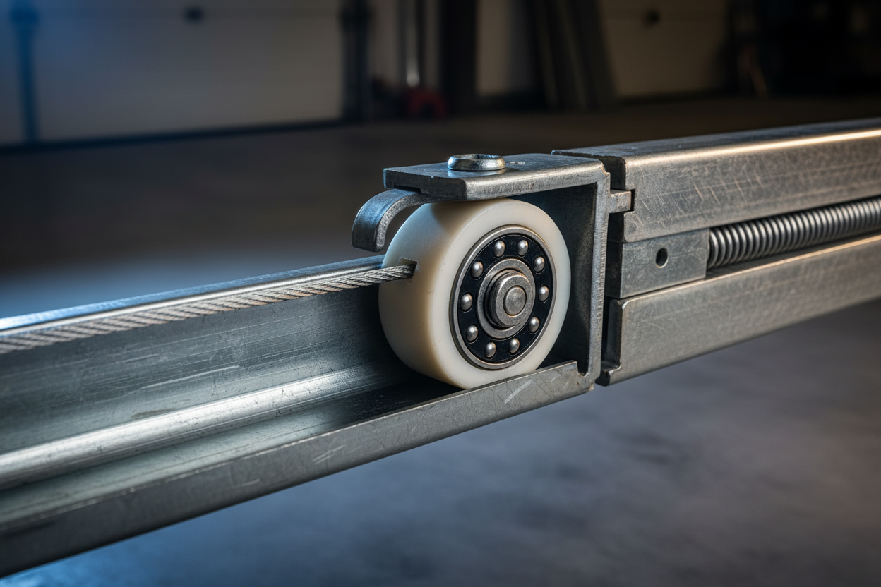 Garage door track and roller system