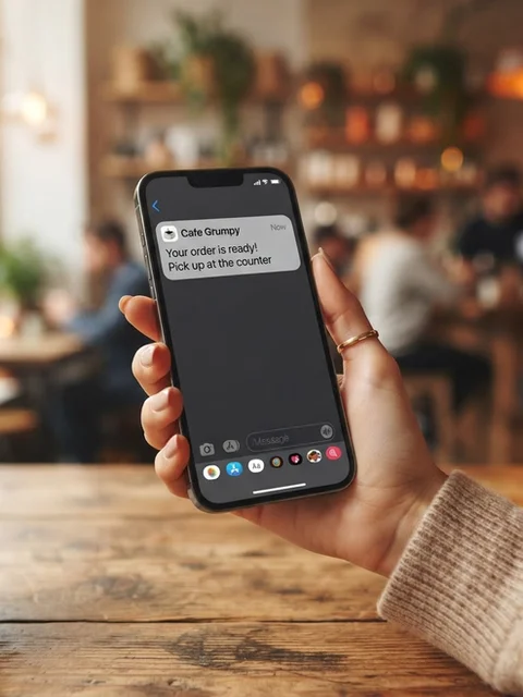 OrderReady SMS notification on a phone