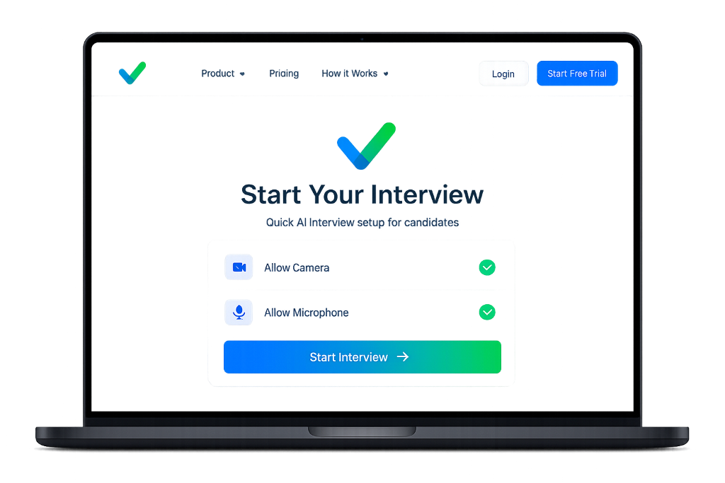 FirstRound Start Your Interview screen on a laptop