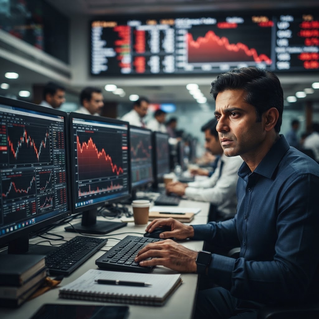 BSE Sensex falls 500 points amid domestic equity market pressure.