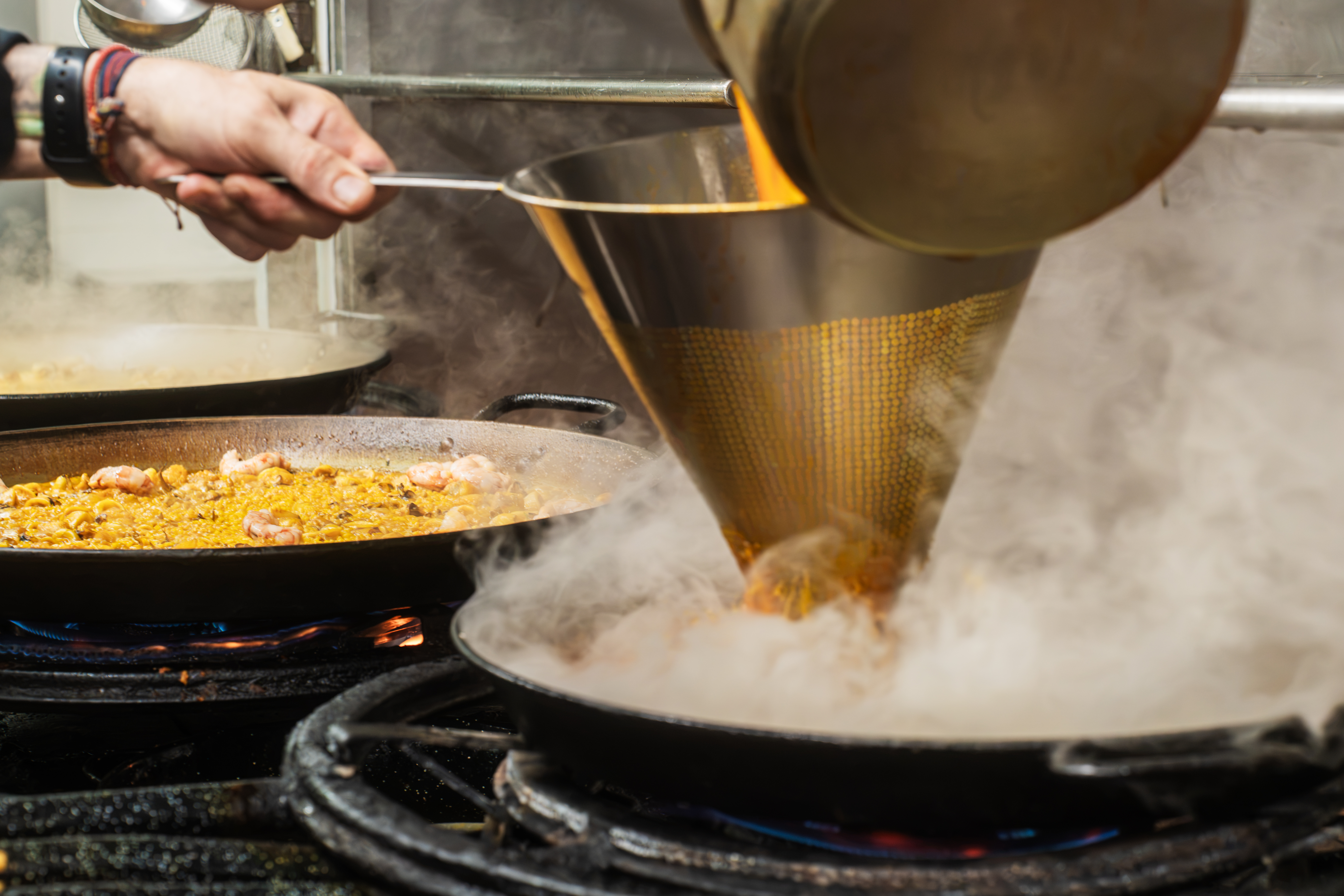 Cocción de la paella con vapor