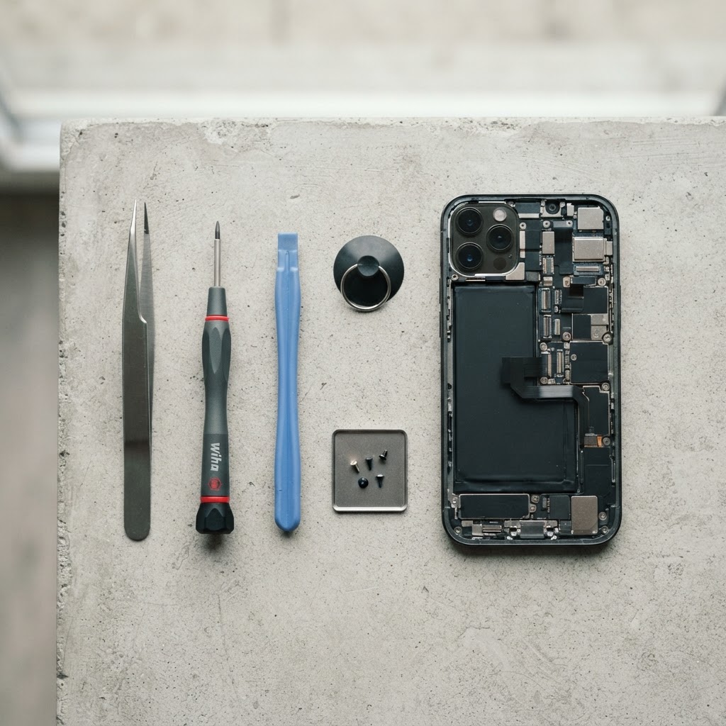 Outils de précision sur un établi — visuel d'illustration