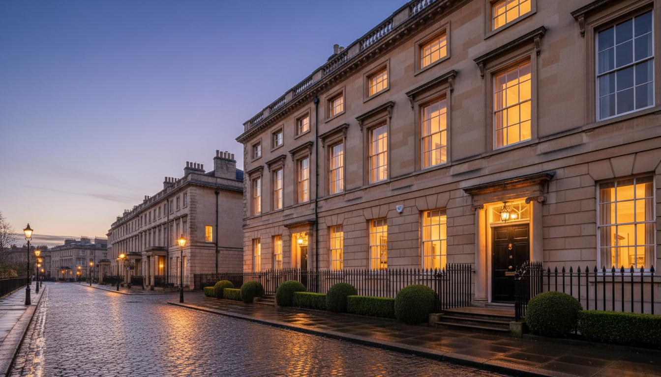 Luxury UK property at dusk