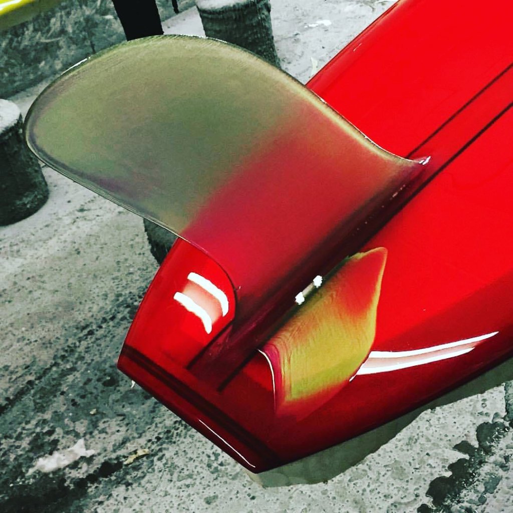 Tail rouge — détail fin et wings