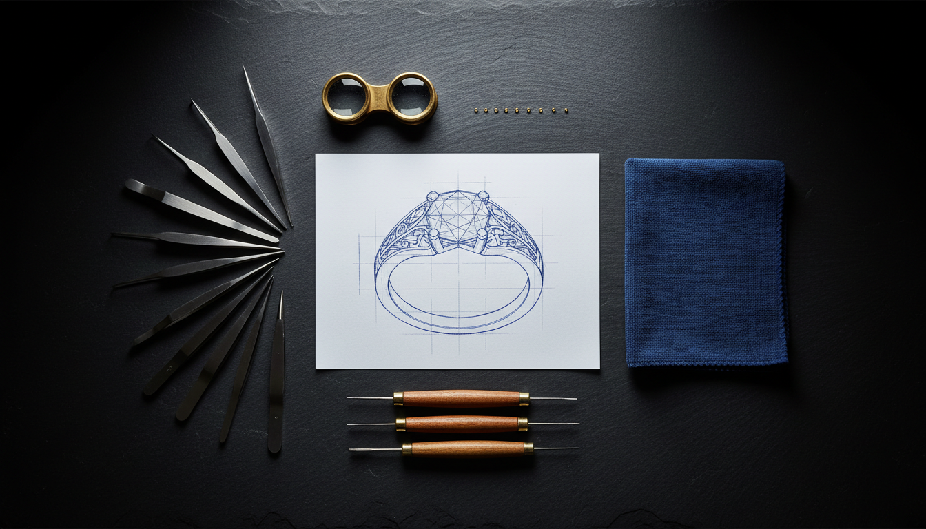 Jewelry blueprint and workshop tools