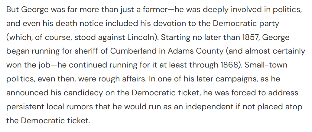 Note on George Bushman's political career in Adams County