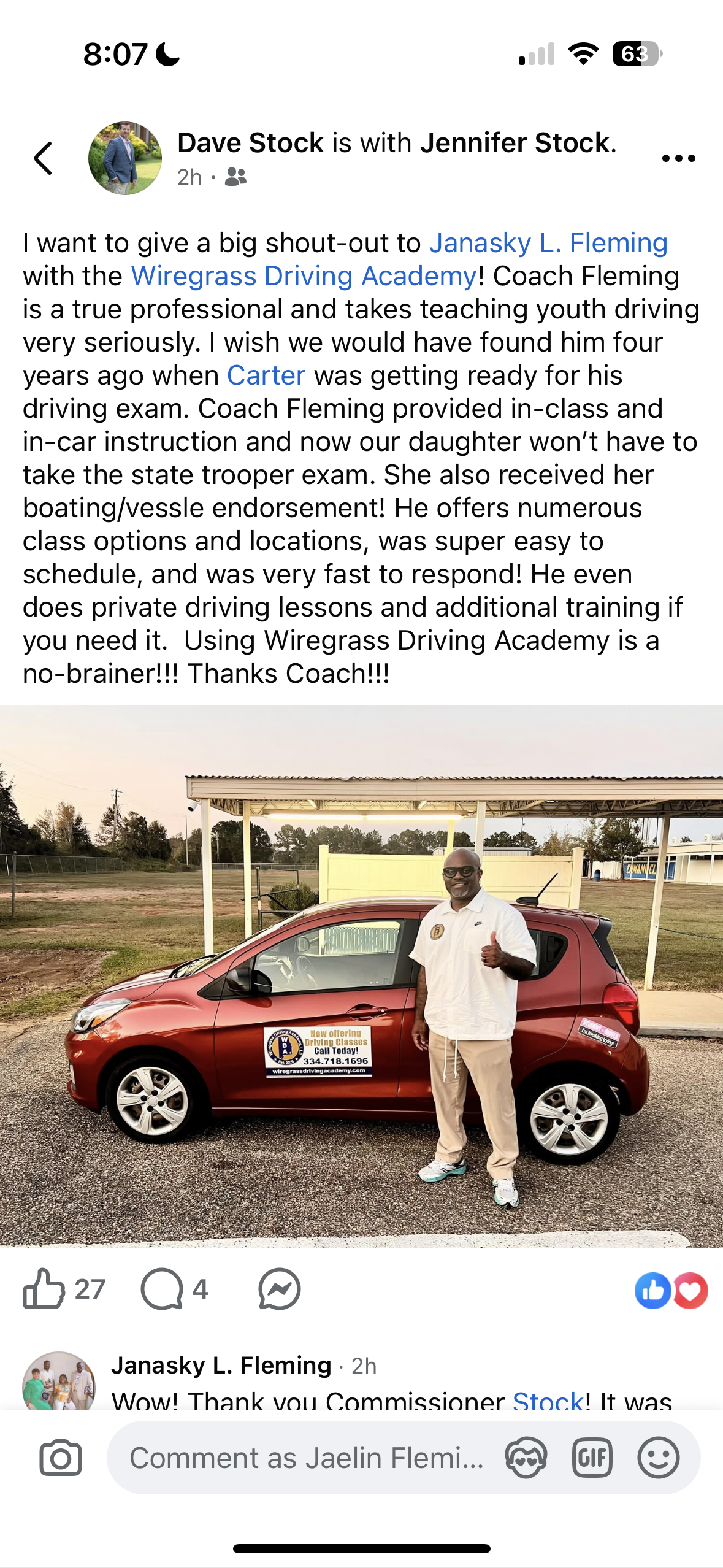 Commissioner Dave Stock recommends Coach Janasky Fleming
