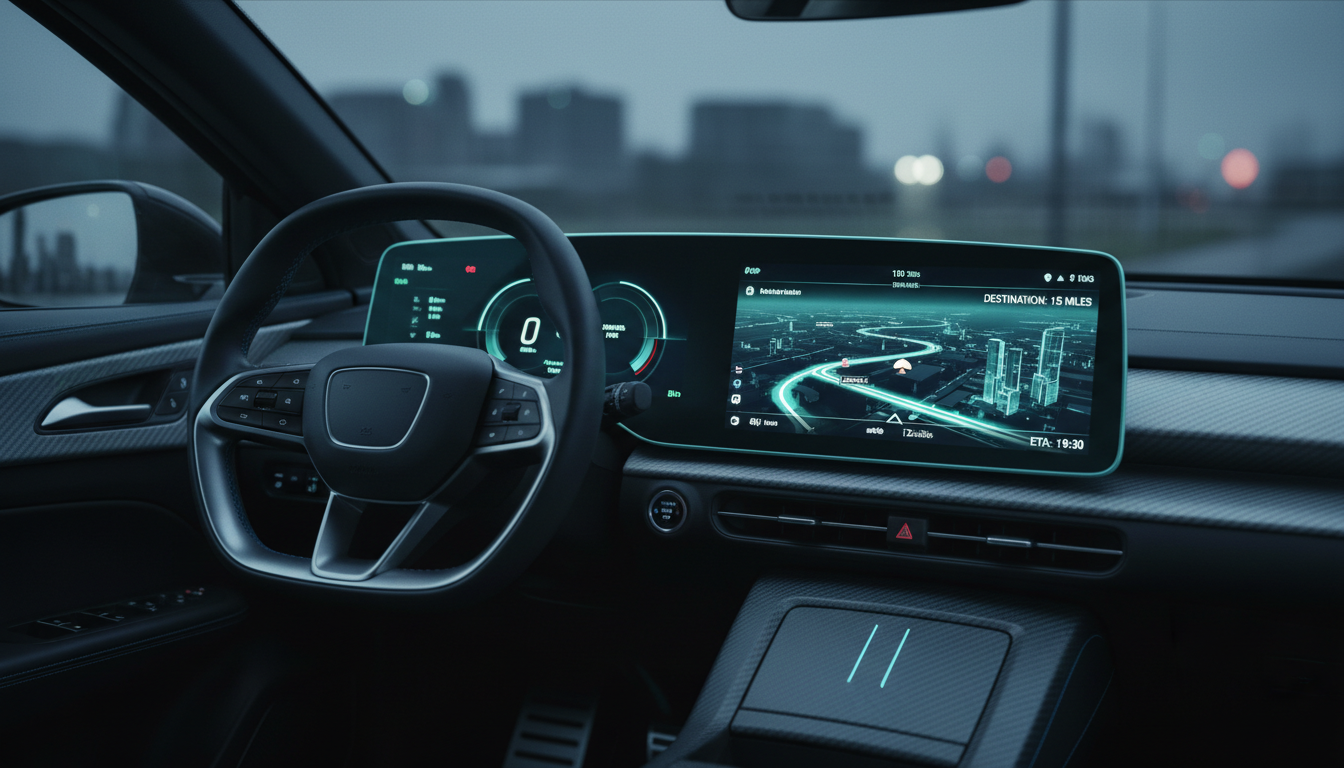 Modern vehicle dashboard with navigation technology