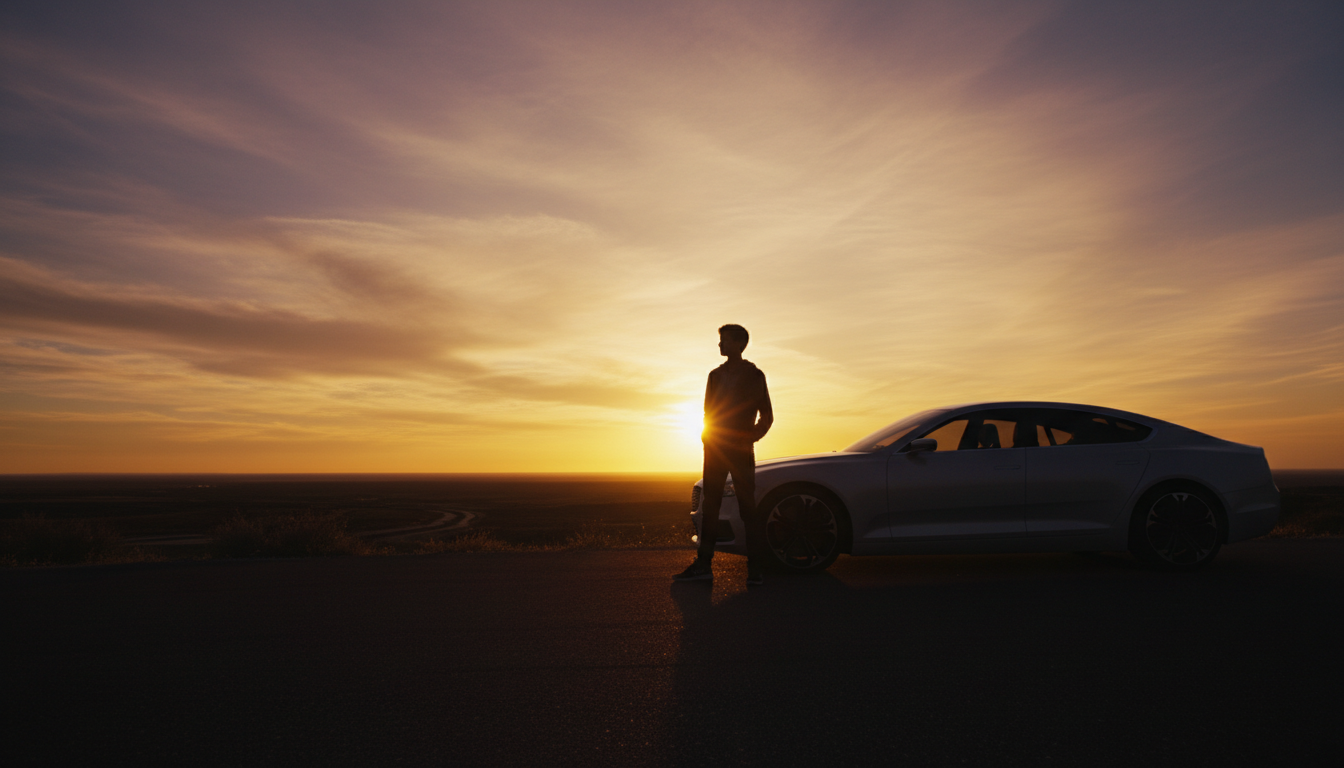 Teen silhouette at sunset representing freedom