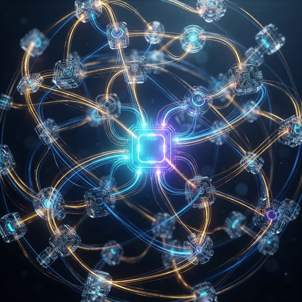 Zyklischer Graph eines Multi-Agent-Systems mit einem zentralen Supervisor-Knoten.