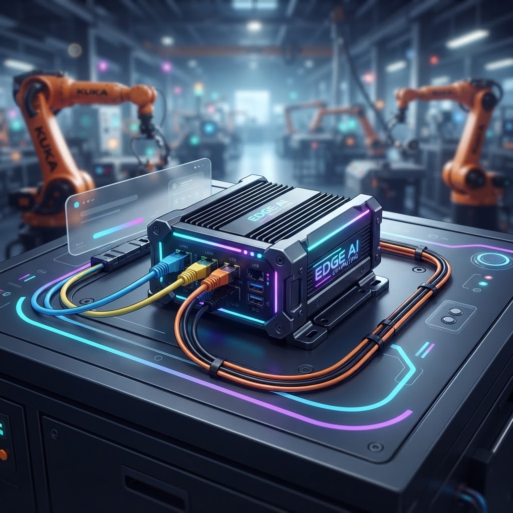 Ruggedized Edge AI Hardware für die lokale Inferenz multimodaler Sensordaten in der Fabrik.