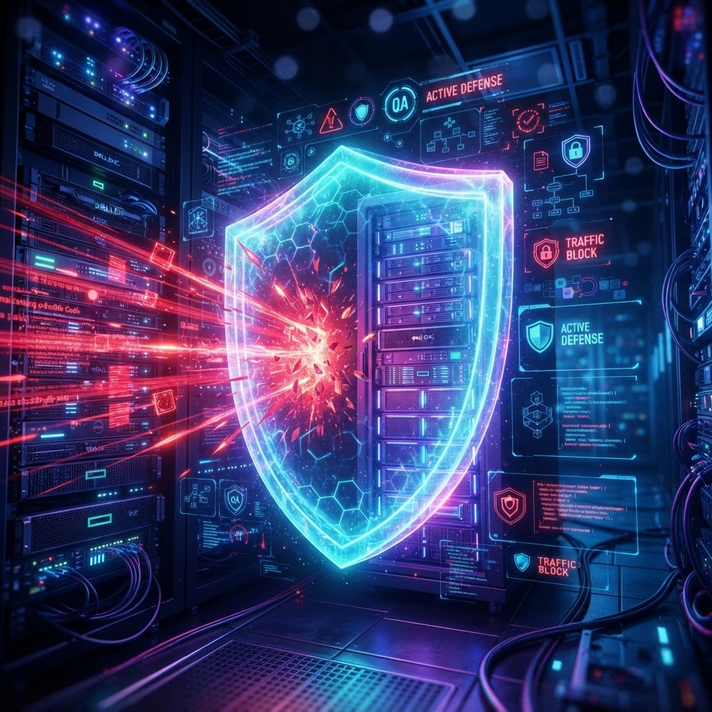 Holografischer Schild, der eine Server-Infrastruktur vor fehlerhaftem Code schützt