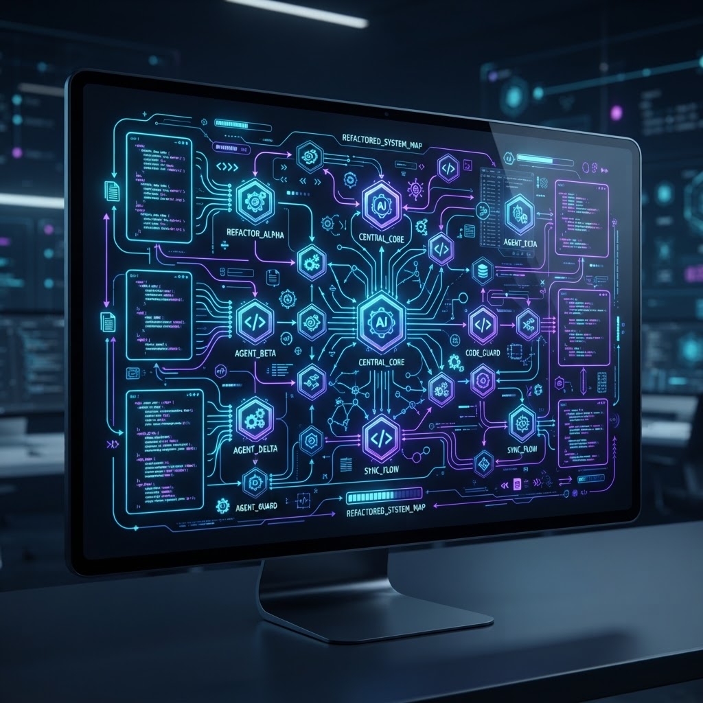Architekturdiagramm einer KI-nativen IDE, die autonomes Multi-File-Refactoring in Echtzeit durchführt