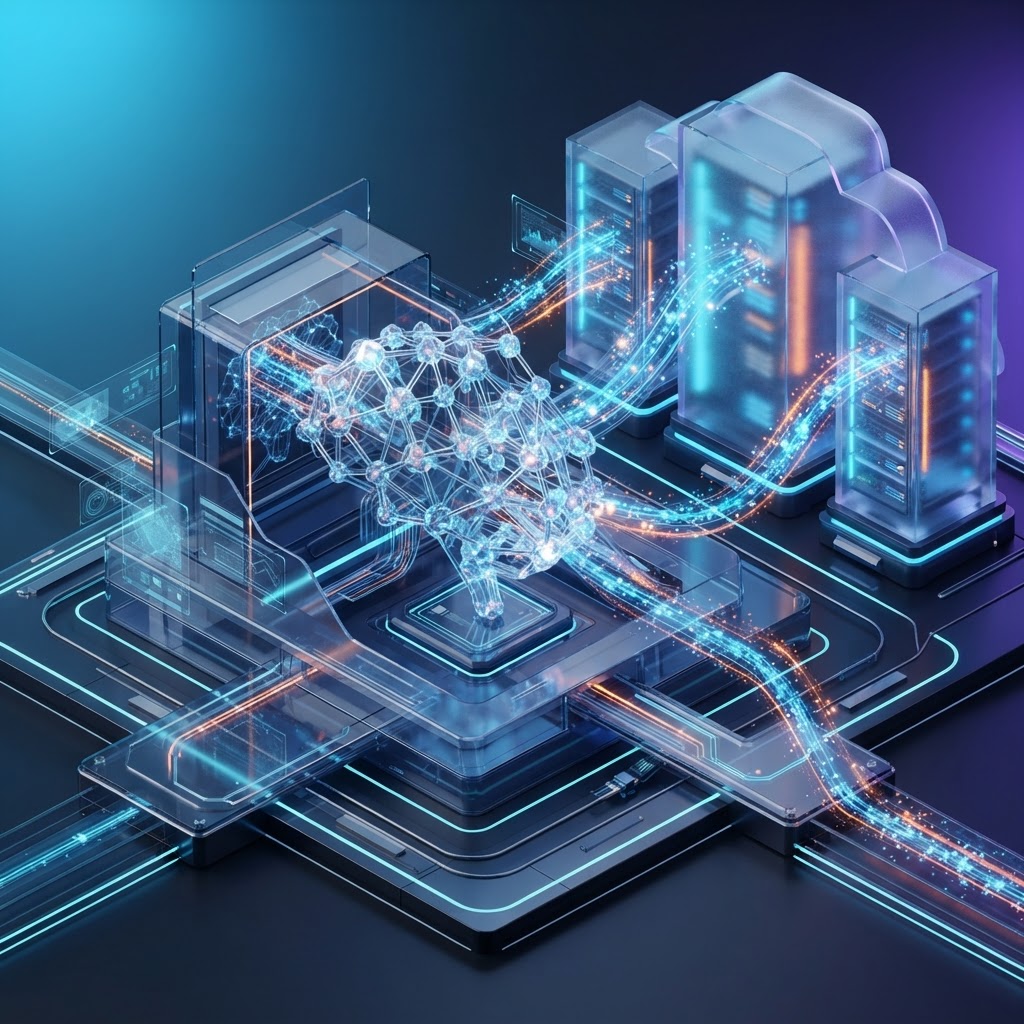 Architektur-Diagramm eines neuronalen Netzwerks zur Echtzeit-Datenverarbeitung im E-Commerce