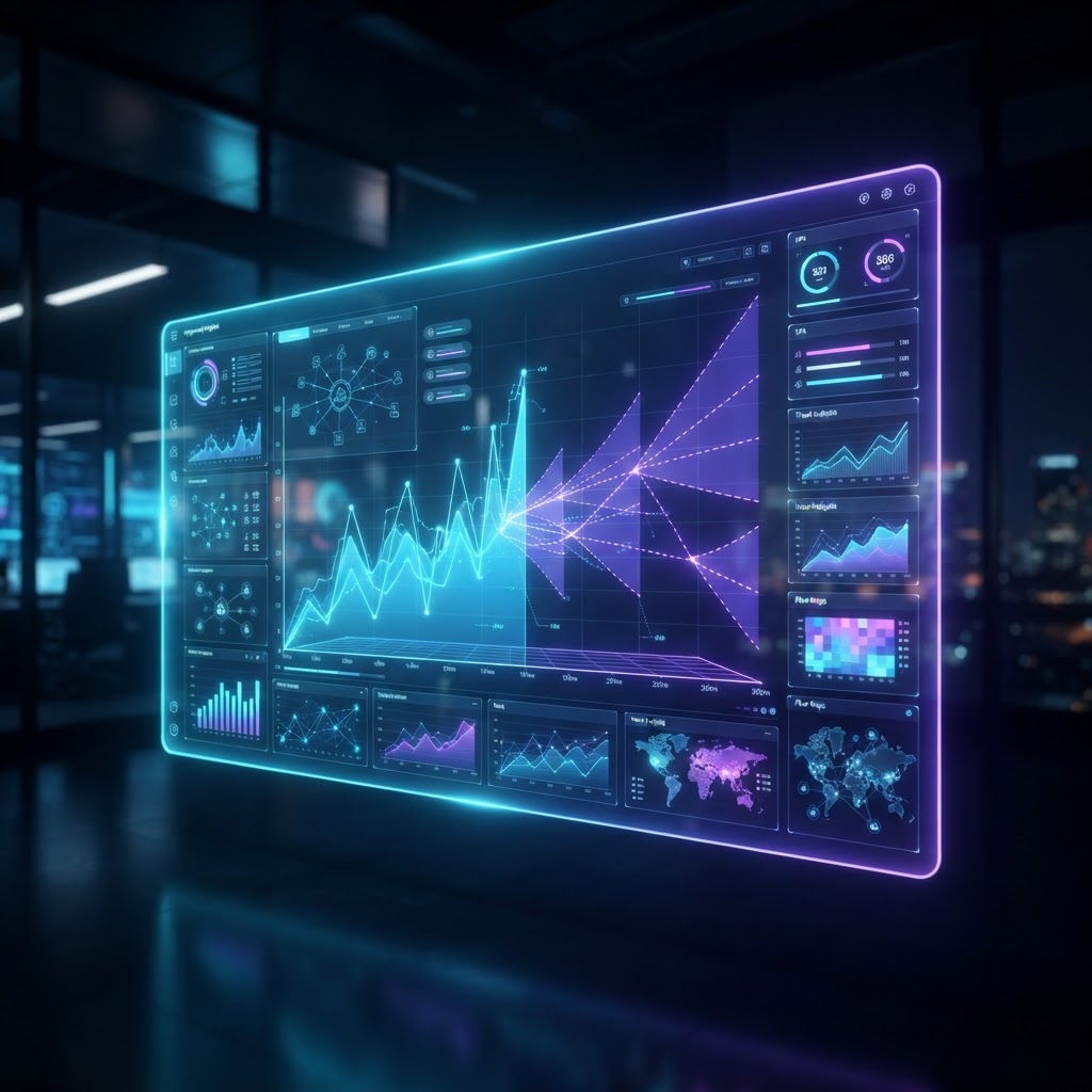 Futuristisches Dashboard mit Time-Series Forecasting für proaktives Marketing