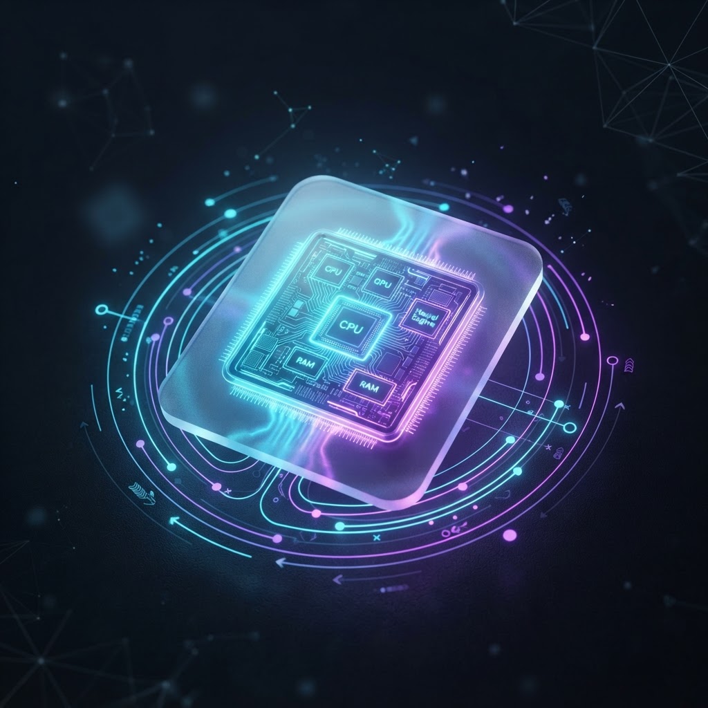 Symbolische Darstellung von Edge AI und lokal verarbeiteten Machine-Learning-Modellen auf mobilen Endgeräten.