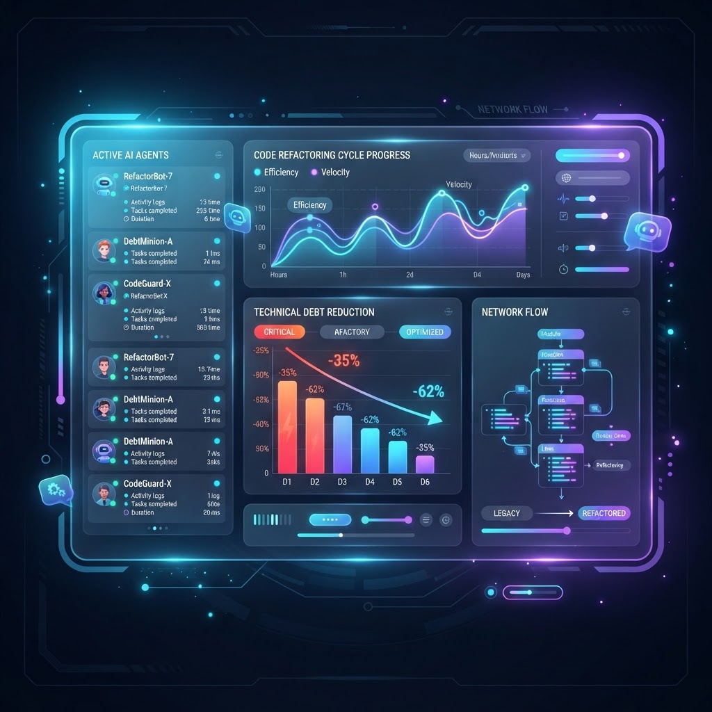 Iterativer Prozess eines KI-Agenten zur proaktiven Erkennung und Bereinigung technischer Schulden in CI/CD-Pipelines.