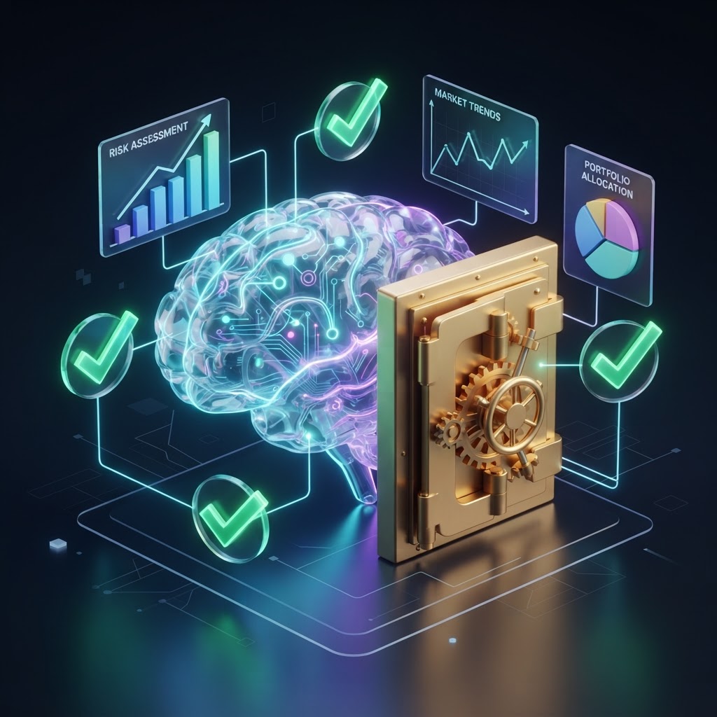Konzeptionelle Darstellung von Explainable AI und transparenten KI-Entscheidungen im Finanzwesen