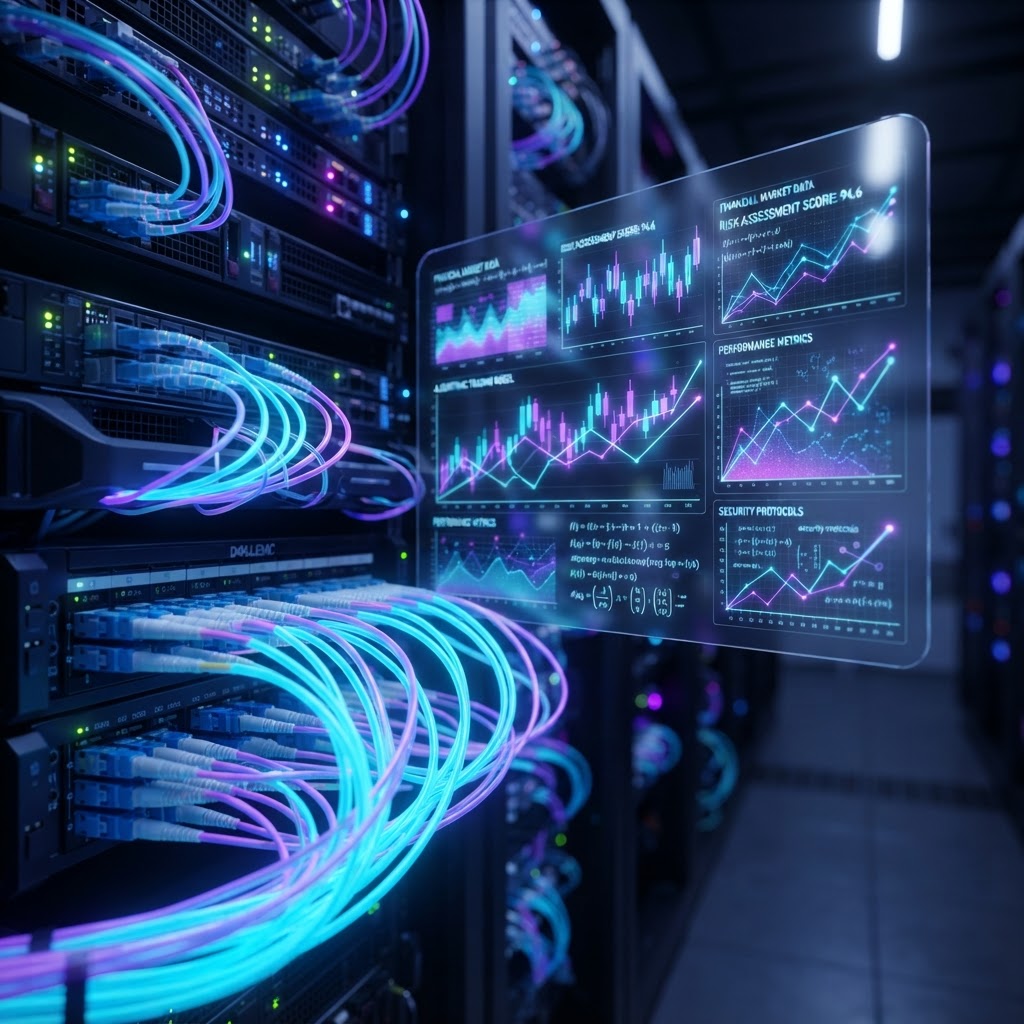 Serverinfrastruktur und holografische Datenvisualisierung für Echtzeit-Risikoanalyse in Banken