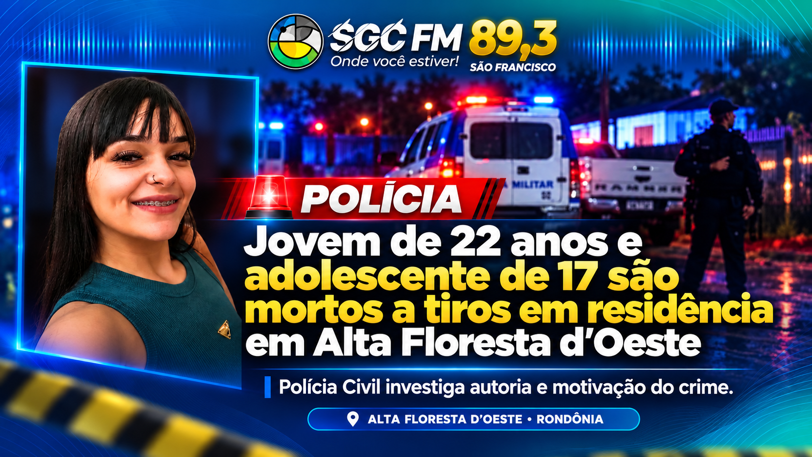 Jovem de 22 anos e adolescente de 17 são mortos a tiros em residência em Alta Floresta d’Oeste