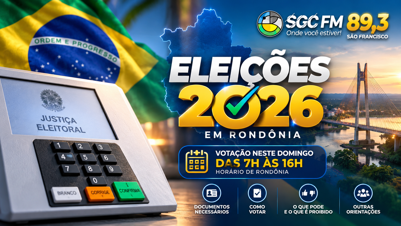 Eleições 2026: votação em Rondônia será das 7h às 16h neste domingo; veja o que pode e o que é proibido