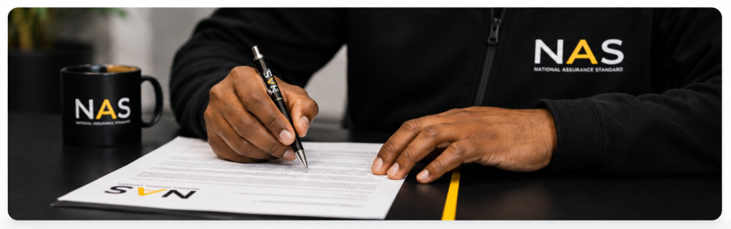 NAS certified contractor signing documents