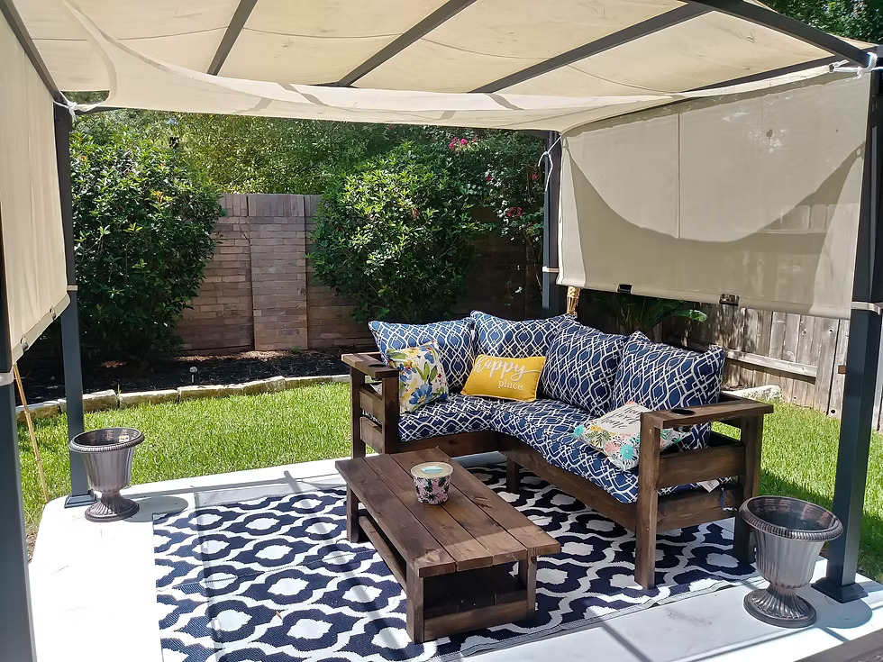 Handcrafted outdoor wooden sectional sofa set by Novak Woodworks