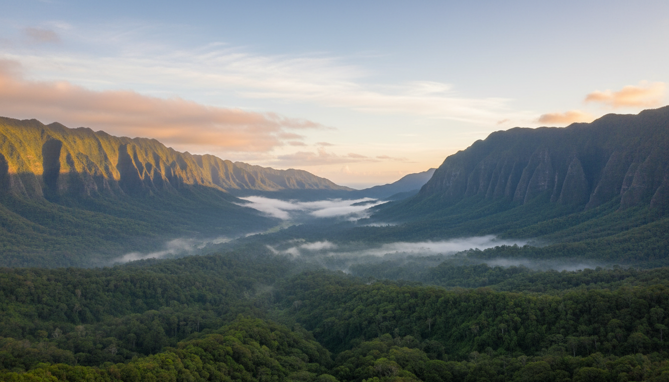 Maui mountain valley at dawn