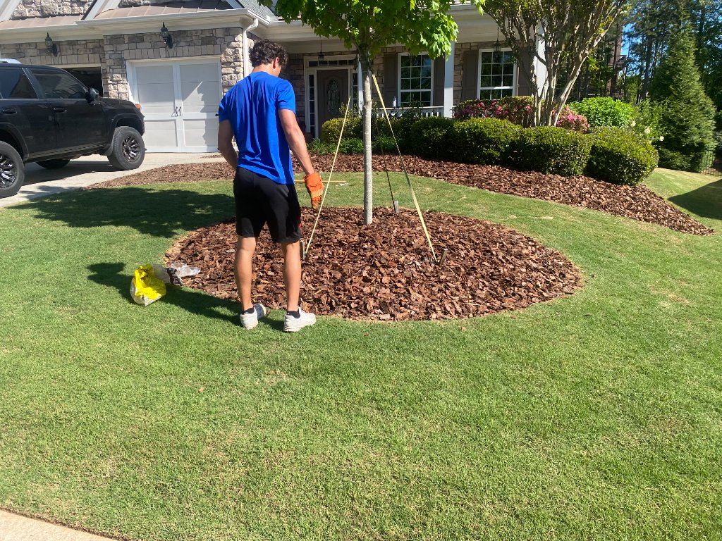 Mulch installation in progress