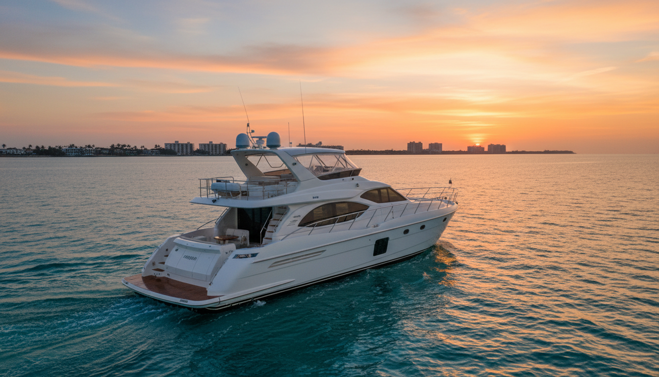 Luxury yacht with showroom-caliber finish on South Florida waters
