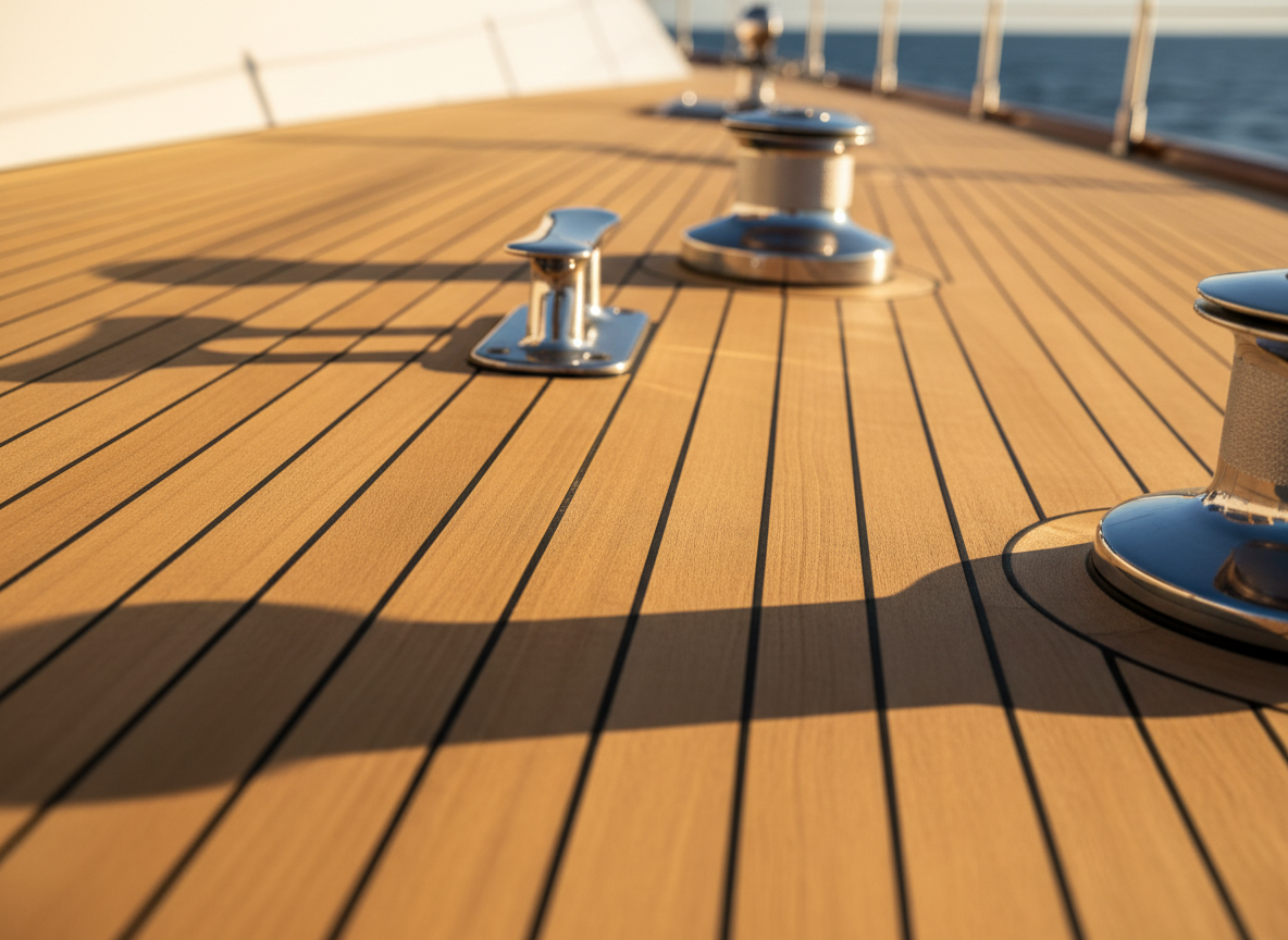 Teak deck restoration on luxury vessel in Boca Raton