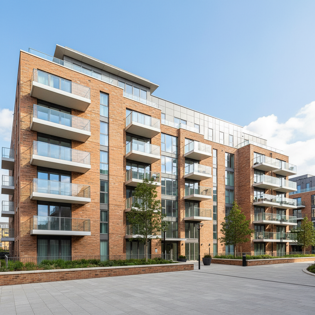 Modern new build residential apartment block in London