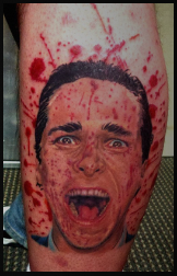 Hyper-realistic portrait tattoo — screaming man with blood splatter