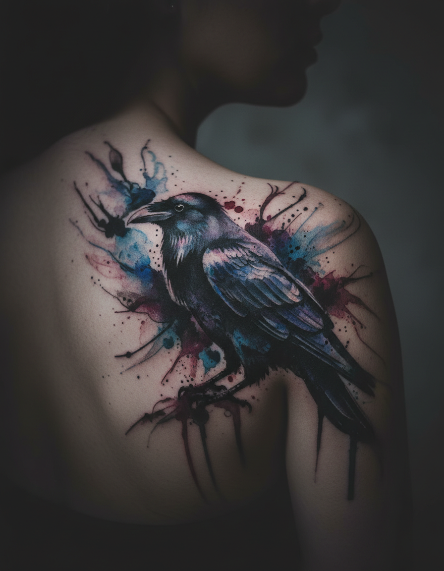 Watercolor tattoo style example