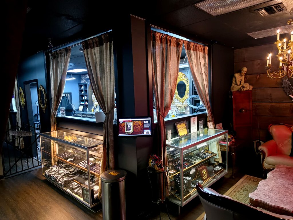 Tormented Souls studio interior with gothic decor and display cases