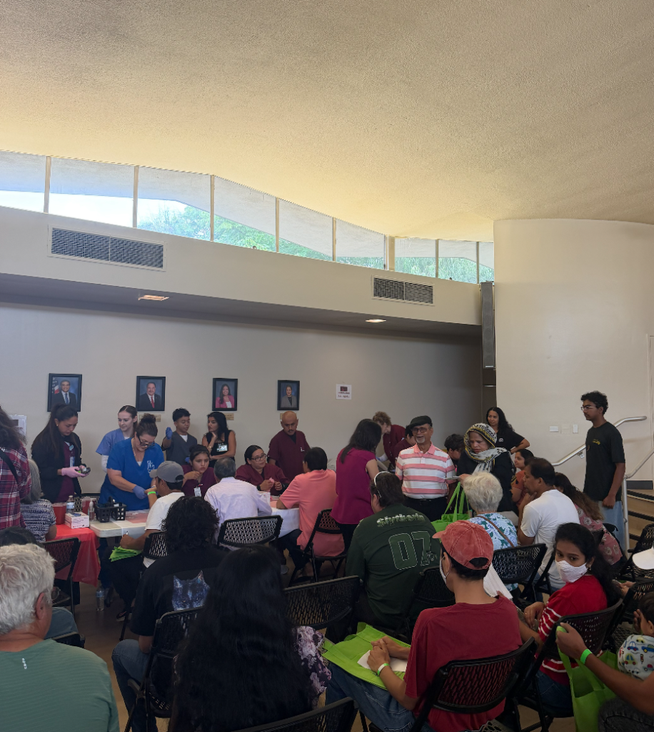 Busy health fair crowd