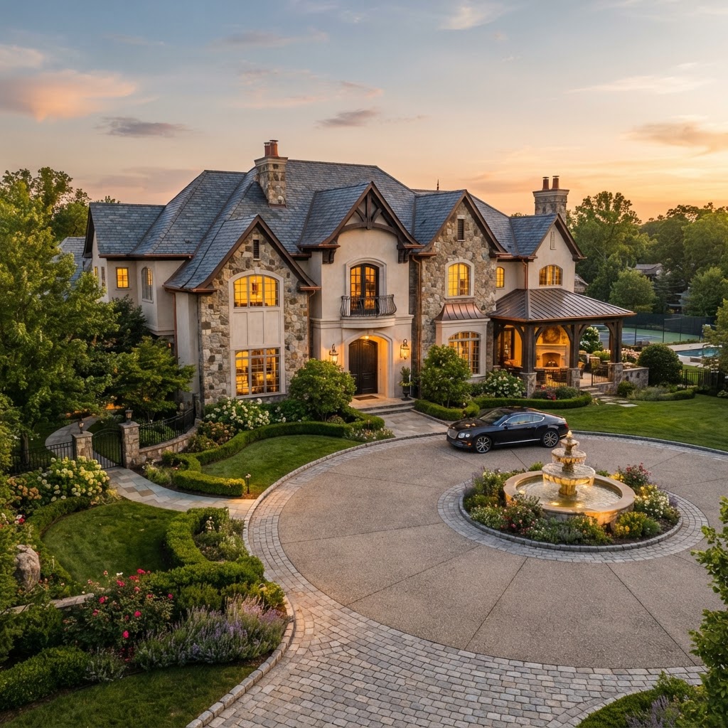 Luxury estate at golden hour