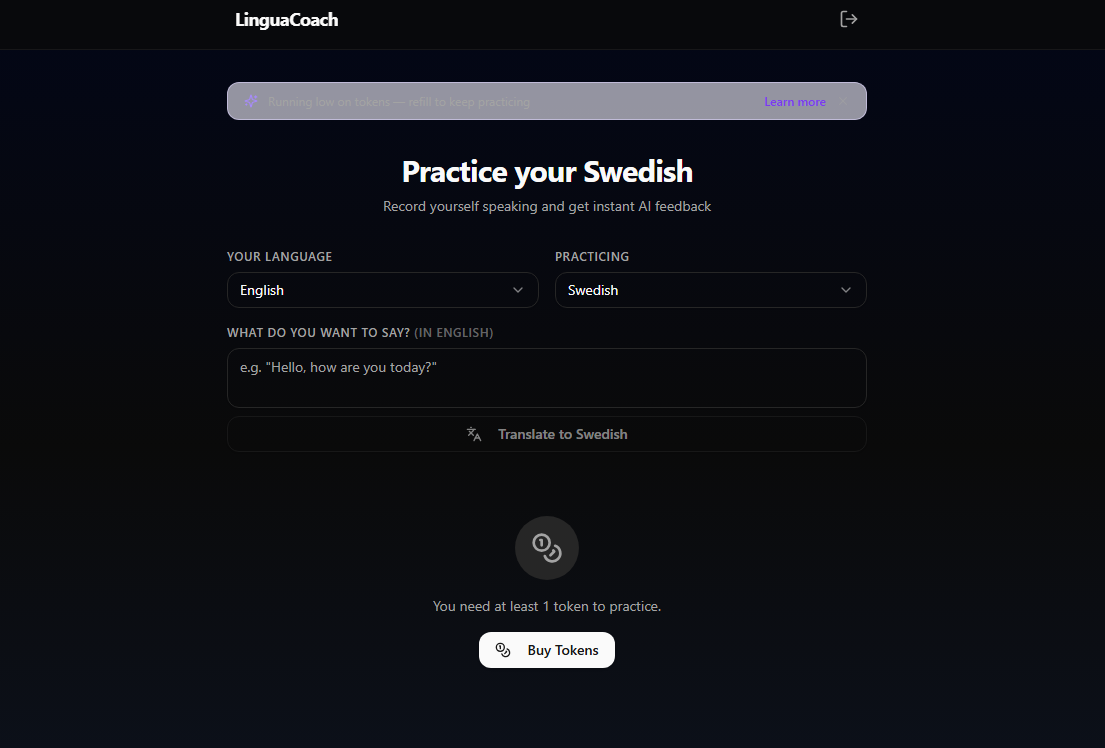 Lingua Coach landing page