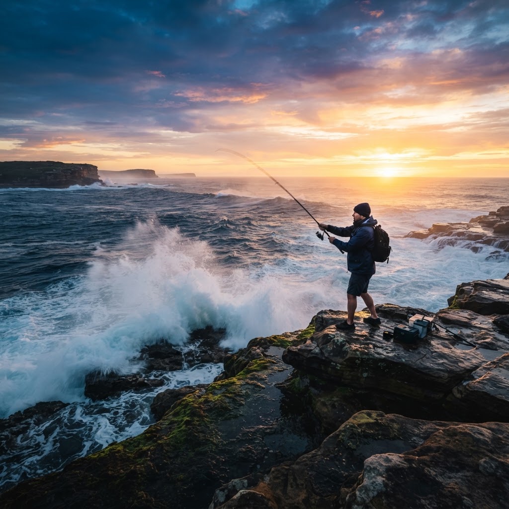 Australian fishing at sunrise
