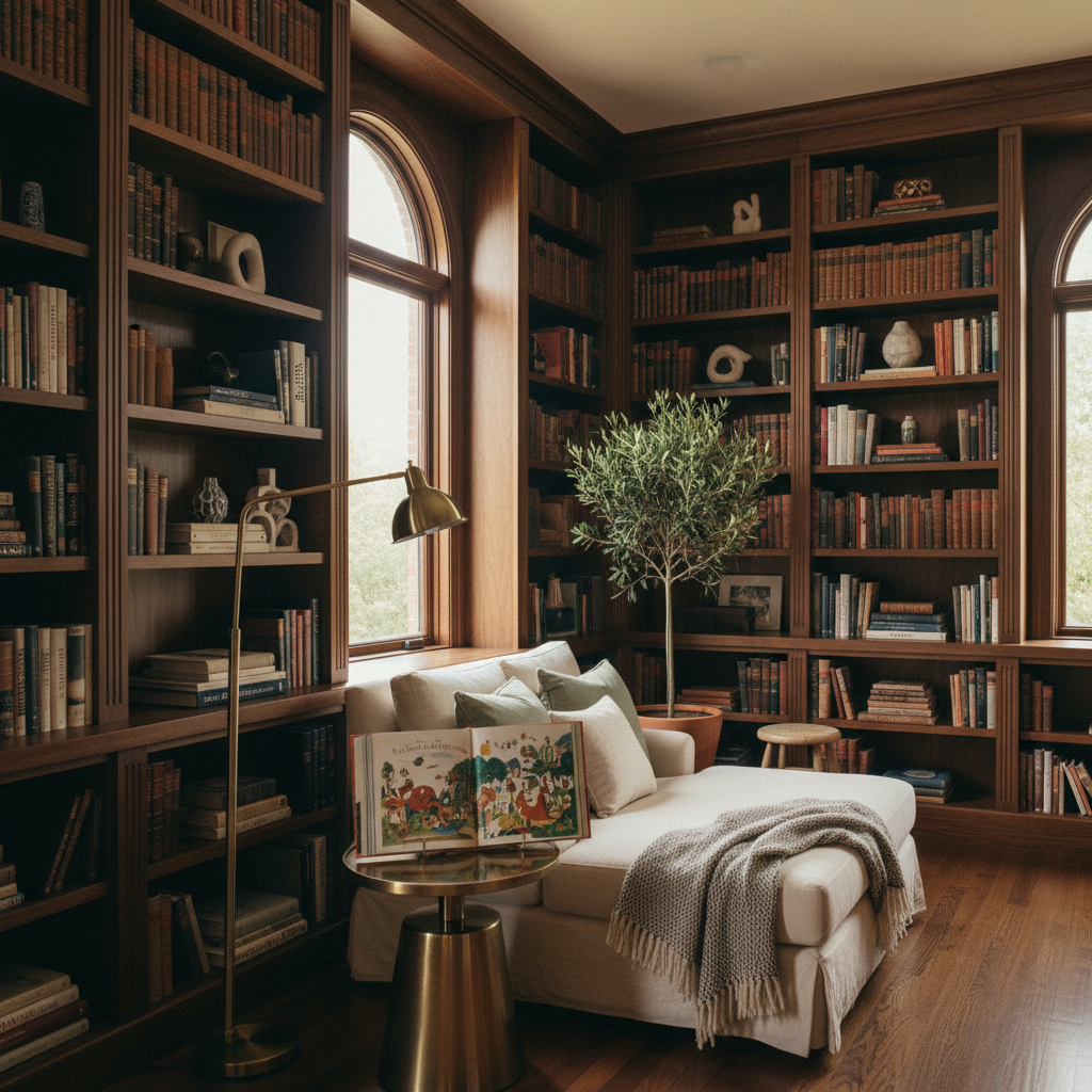 Serene home library — the spirit of a private consultation
