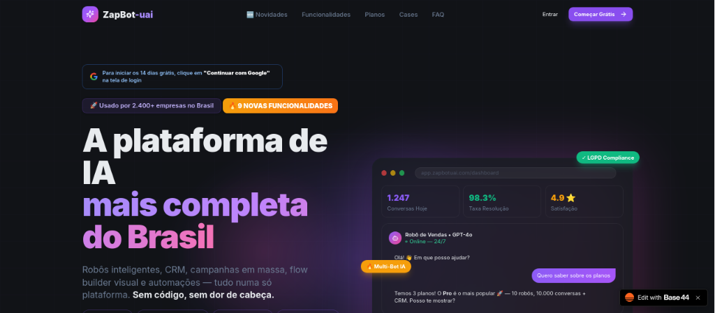 ZapBot-uai — sistema inteligente TOP EASY