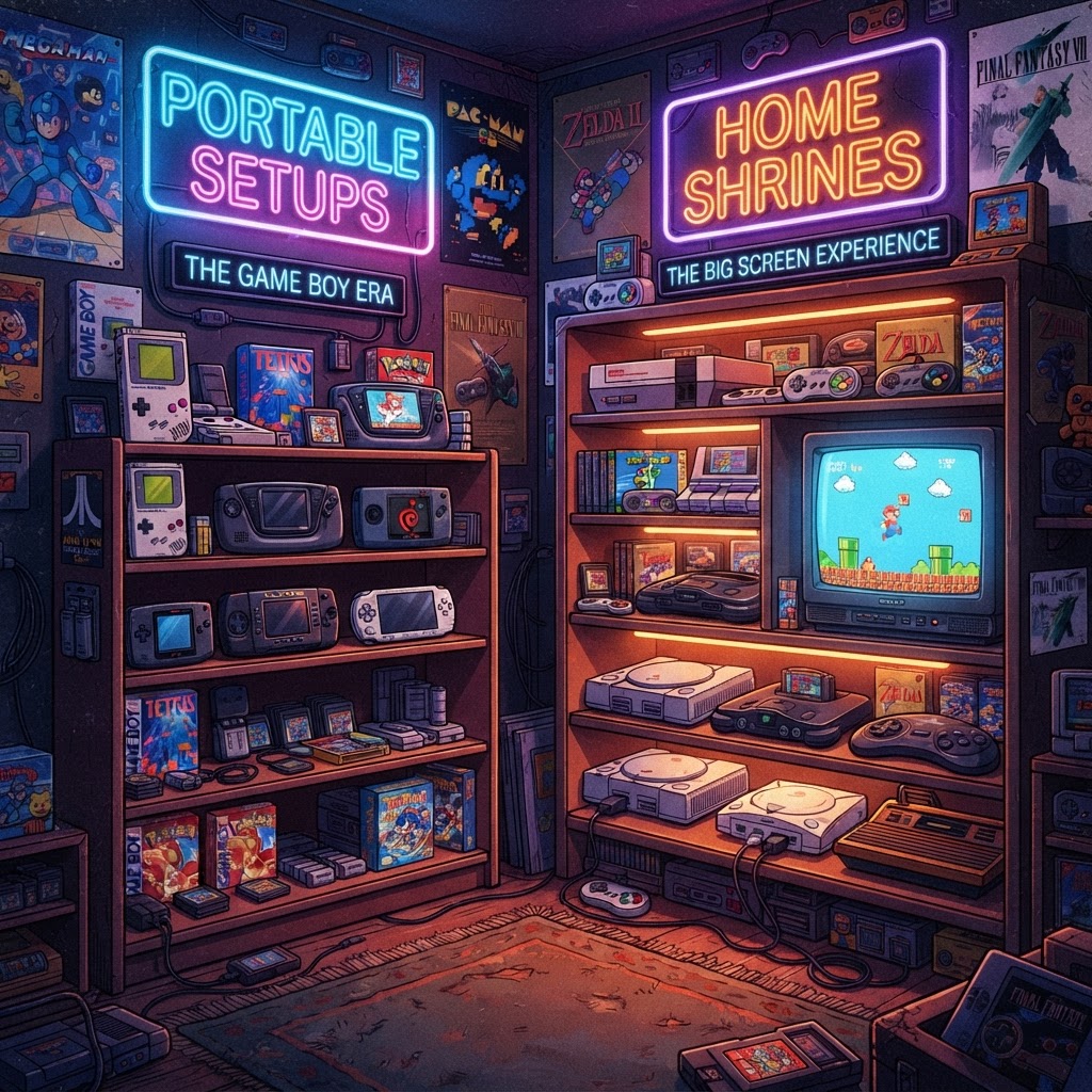 Building the Ultimate Retro Gaming Display Shelf: Portable Setups vs. Home Shrines
